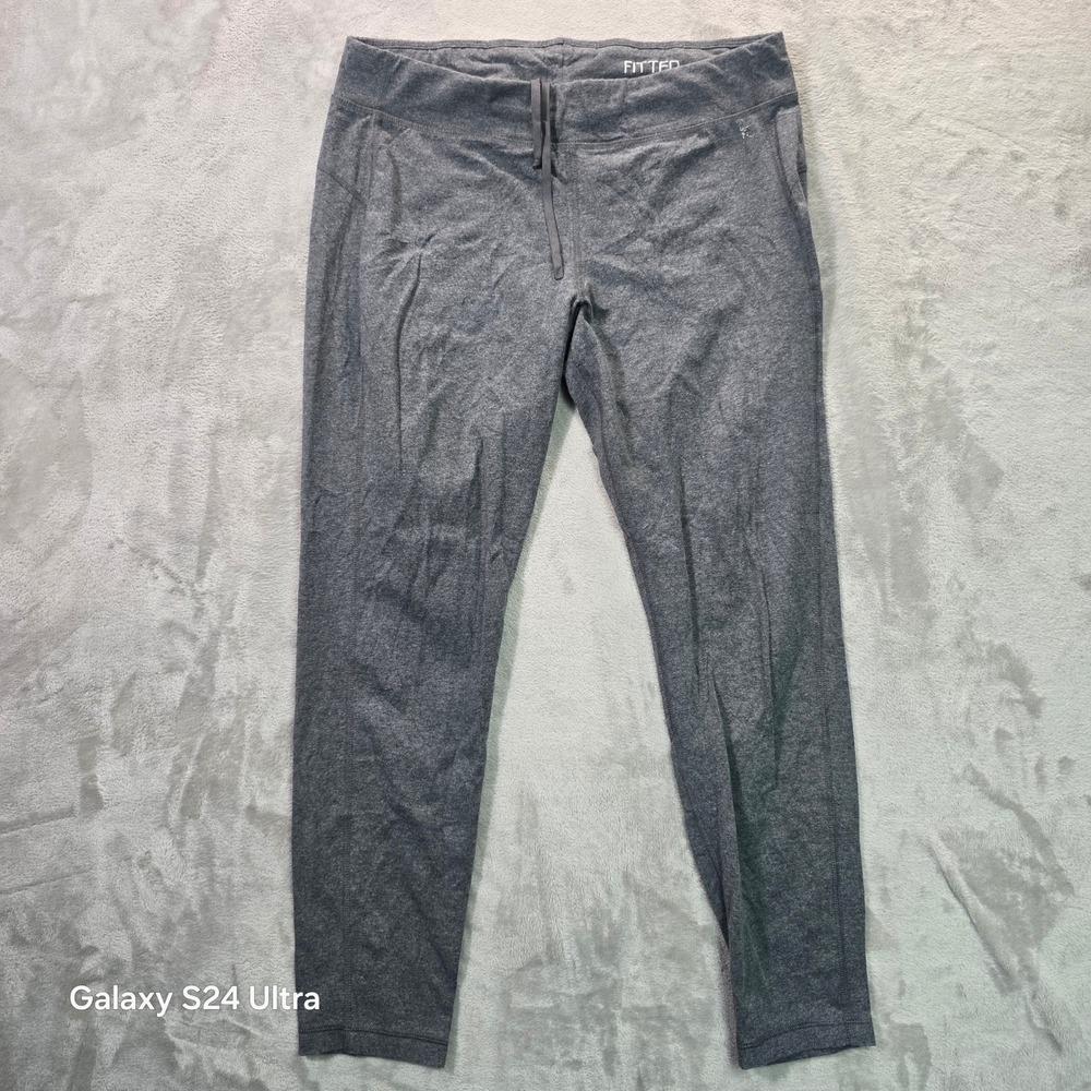 Danskin Now Dri-More Fitted Gray Heather Leggings Drawstring Pants L 12-14